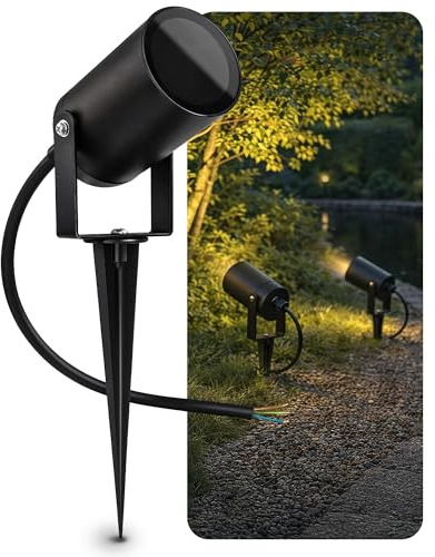 SSC-LUXon KALOA Gartenstrahler schwarz GU10 Erdspieß IP44 | Schwenkbarer Gartenspot mit Erdspieß - für Akzente an Beeten & Wegen, wetterfest IP44, direkt an 230V, für GU10 (ohne Lampe)