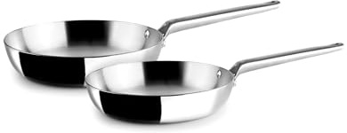 IBILI - Set de 2 Sartenes 20 y 24 cms, 5 capas, 5ply Element, Acero inoxidable, Apto para induccion, sin antiadherente, Juego de 2 sartenes