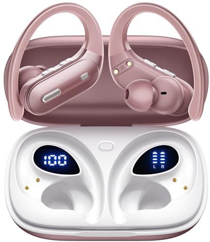 Active Noise Cancelling Ear Buds Wireless Earbuds 90Hrs Playtime Bluetooth Headphones with Hi-Res Stereo Deep Bass Power Display Earphones with Earhooks Waterproof Transparency Headset for Sports/Gym