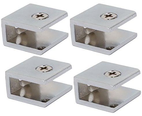 sourcing map 4Stk. 8-10mm Dicke einstellbar für Glas Regal Rechteck Klemme klein Halter Metall