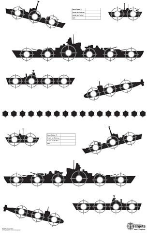 X-Targets Große Zielscheiben Schiffe versenken / 53x84 cm/Papier 120g/m² (100 Stück)