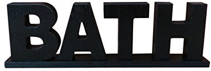 CVHOMEDECO. Rustikale Vintage Holzworte Zeichen freistehende Badewanne, Badezimmer/Hauswand/Türdekorationskunst (Schwarz 1)