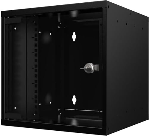 Logon RSM06U30MNBL Wall Mounted Rack Black Shelves (Rack Mounted on Wall, Glass, Black, 25.4 cm (10 Inch), Passive, Metal)