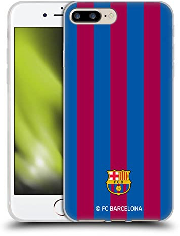 Head Case Designs Officially Licensed FC Barcelona Stripes Crest Gel Case [Military Grade Protection] Compatible With Apple iPhone 7 Plus/iPhone 8 Plus