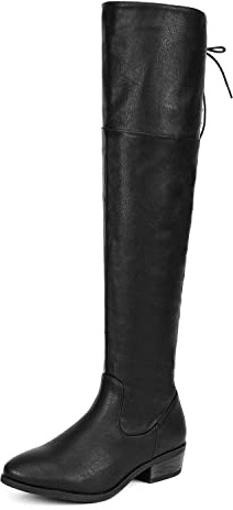 DREAM PAIRS Donna Stivali Alti Stivali Donna sopra Il Ginocchio con Zip Fashion Casual Stivali Alti al Ginocchio,Size 38.5,Nero/Pu,LEI