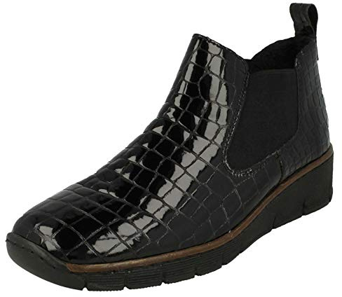 Rieker Eria Frauen Leder Slip Auf Wedge Heel Chelsea Boots