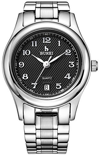 BUREI Damenuhr Analog Edelstahl Uhren Damen Silber Band wasserdichte Armbanduhr mit Datum Armbanduhr Damen Elegant Dünn