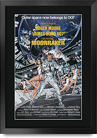 HWC Trading A3 FR James Bond - Moonraker Movie Poster Roger Moore Signed Geschenk GESTALTET A3 Printed Autogramm Film Geschenke drucken Fotobildanzeige