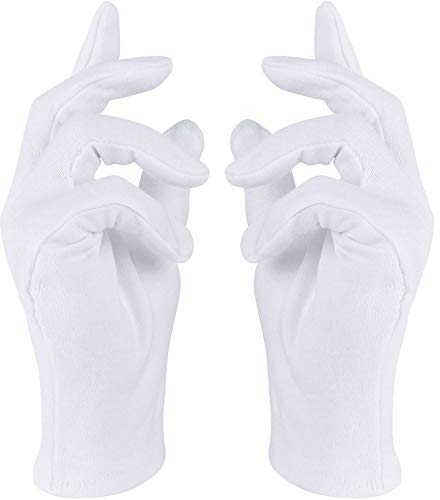 HatStar Weiße Handschuhe | mit Biesen in Einheitsgröße | Weihnachtsmann Santa Claus Kostüm Accessoire | Für Damen und Herren | Halloween, Fasching und Karneval