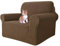 MAXIJIN Super Stretch Stuhlbezüge für Wohnzimmer, 1-teiliger Universal Stuhlbezug mit Armlehnen Jacquard Spandex Stuhlschutz Hunde Haustierfreundliche Sofa Couch Sesselbezug (1 Sitzer, Braun)