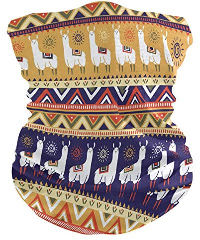 BIGJOKE Niedliches Lama-Alpaka-Tribal, winddicht, UV-Schutz, Gesichtsmaske, Bandanas, Kopftuch, waschbar, Halstuch für Damen und Herren, Outdoor-Aktivitäten, Staub, Yoga
