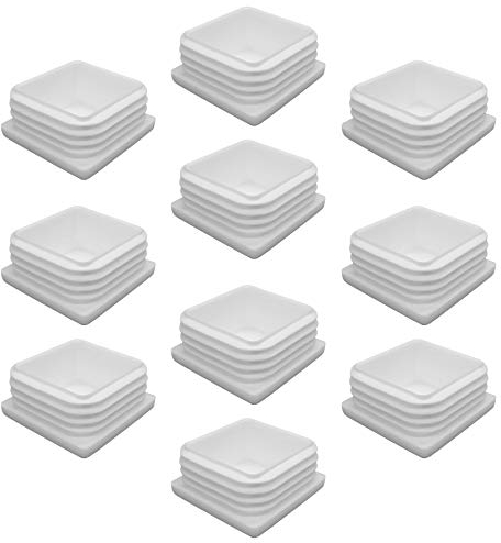 Enkotrade 10 Stück Lamellenstopfen Weiß für Vierkantrohre, 40x40 mm, Rohrabdeckung aus hochwertigem Polyethylen Kunststoff, Stopfen, Endstopfen, Kappen, Gleiter | Rohrstopfen Quadratisch