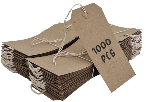 Swift Strung Tags Brown Reinforced Card Clothing Parcel Label String Hanging Gift Swing Tickets Kraft Hang Price Labelling 120mm x 60mm (Pack of 1000)