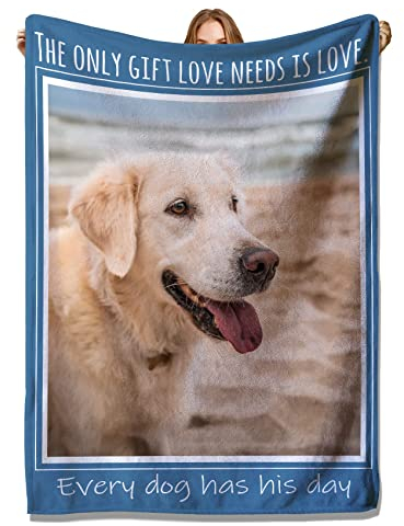 YUzzles Decke mit personalisierten Fototexten, Bilder Collage Throw Blankets, für Paare Freunde Familie Haustiere Geschenke (1 Fotos)