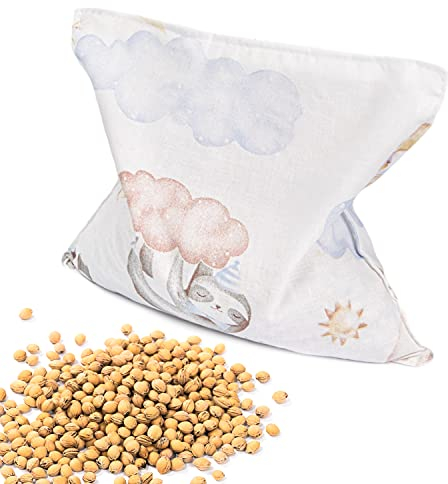 Amilian Kirschkernkissen 22 x 22cm Wärmekissen Wärmekompresse Körnerkissen Kirschkernsack Kirschkern Kissen für Kinder Erwachsene ideal als Massagekissen Kältekissen Bärchen auf Wolken