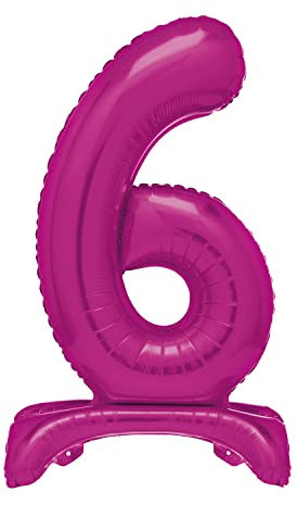 Unique Party 12876 - Riesen Stehen Nummer 6 Ballon - 76 cm - Dunkelrosa, Hot Pink