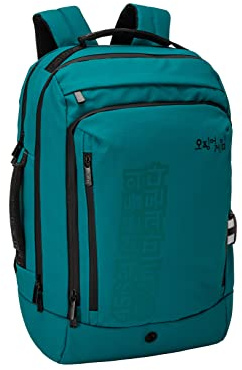 Squid Game - Unisex PC-Rucksack für Kinder und Jugendliche mit Schultergurten, gepolstertem Innenfach für Tablet und Notebook mit Reißverschluss - Offizielles Grün, Teal Green, Taglia unica, Casual