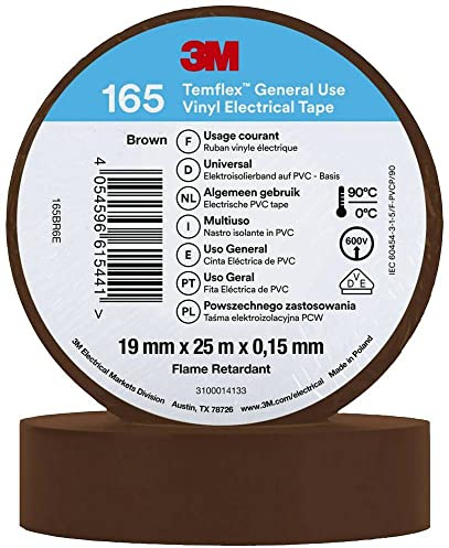 3M Temflex™ 165 165BR6E Isolierband Temflex™ 165 Braun (L x B) 25m x 19mm 1St.