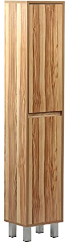 WeHome - Colonna Bagno A 2 Ante E 6 Ripiani, Mobiletto Multiuso, Mobiletto Bagno Salvaspazio, Armadietto Bagno, In Legno Melaminico, Arredamento Casa (Legno Naturale, 2 Ante 30x140x24 cm)