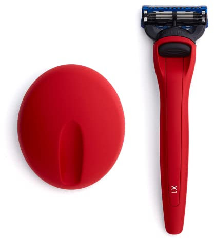 Bolin Webb Griff mit Rasierständer Ausgestattet mit Gillette Fusion5 Blade Cartridge Technologie für die gründlichste Rasur Preisgekrönte Rasierer für Männer - Made in England Style is X1 (Rot)