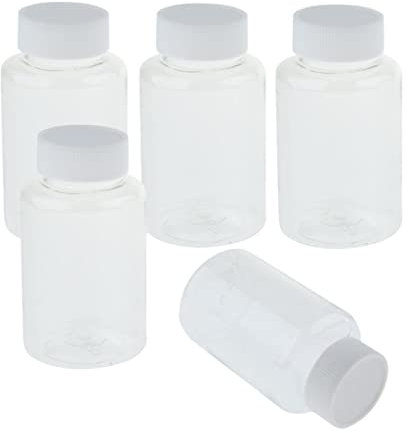 Fenteer 5 Stück Probenbecher Behälter Sterile Gläser Auslaufsichere Gewindeflaschen, Weiß 150ml
