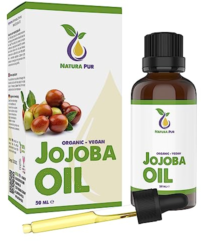 Jojoba Oil 50ml - 100% organic, cold pressed, vegan - anti-aging, anti-wrinkle serum for face, body, skin, hands, nails - pure natural carrier oil
