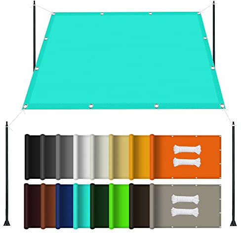 Sonnensegel Rechteckig für Garten 3 x 5 m, Wasserdichtes Unkrautvlies für Terrasse 98% UV Schutz Gartensegel für Balkon Garten, Himmelblau