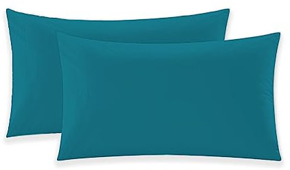 EGYPTO LUXURY TEAL PILLOW CASES 2 PACK – SOFT & BREATHABLE PILLOW CASE – WRINKLE-FREE HOUSEWIFE PILLOW COVER – STANDARD UK SIZE – 50cm x 75cm (Teal)