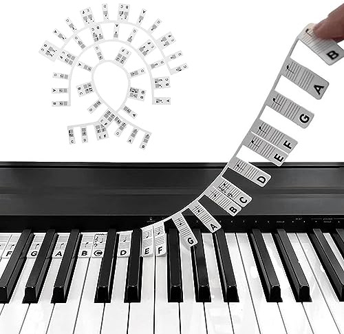 Klavier Noten Aufleger für 88/61 Tasten Tastatur Kieselgel Entfernbar Piano Keyboard für Tasten Klaviertasten für Kinder Anfänger Klavier Lernen -Schwarz