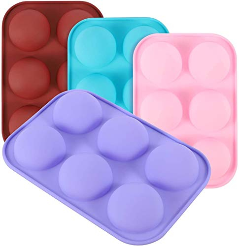 TIST 4 pz Mezza Sfera Stampo in Silicone, 6 cavità Semi Forma Stampo Mezzo Sfera Sfera Sfera Cupcake Muffa for Cioccolato, Torta