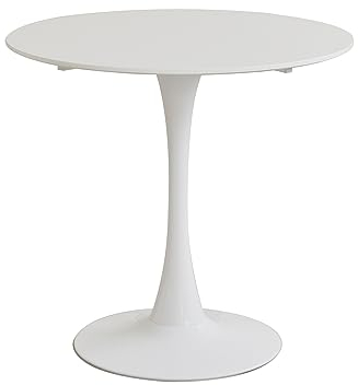 EGOONM Moderner Runder Esstisch mit Sockel, Mid-Century Freizeittisch für Küche, Esszimmer & Wohnzimmer (110 * 110 * 75cm, Weiß)