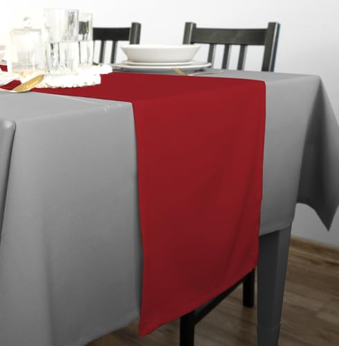 Rollmayer Hersteller Hochwertiger Tischwäsche Tischdecke Uni einfarbig Pflegeleicht Kollektion Vivid, Farbe & Größe wählbar (Rot 12, 40x180cm) für Wohnungen und Hotels Premium-Qualität