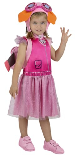Funidelia Offizielles Skye Paw Patrol Kostüm für Mädchen mit Kleid, Mütze und Rucksack, Paw Patrol Anzug Kinder, Karneval, Halloween und Partys – Größe 3-4 Jahre