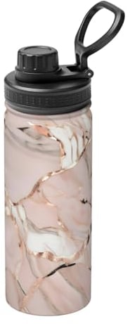 GaxfjRu Rose Gold Marble Sports Insulated Water Bottle - Premium 18 oz. Stainless Steel Hydration Bottle for Outdoor Enthusiasts