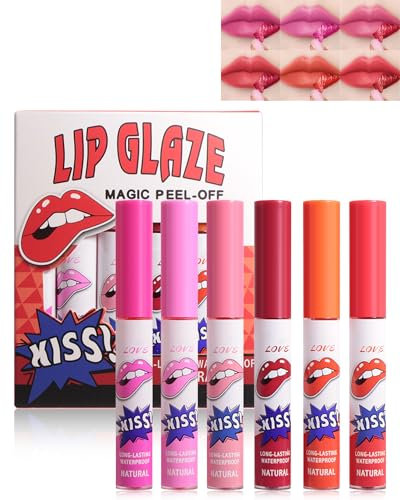 6pcs Lipgloss Tinta De Labios,Peel Off Lip Stain,Lápiz Labial Resistente Al Agua Y Duradero Para Tatuajes De Labios, Lápiz Labial Antiadherente, Vegan & Cruelty-Free, Maquillaje De Labios Para Mujeres