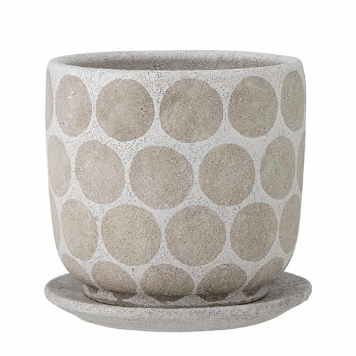 Felan Pot de fleurs décoratif avec soucoupe, blanc, terre cuite