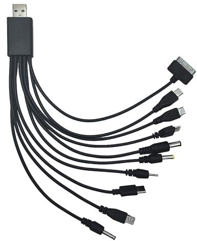 Multi Charger Cable, 10 in 1 Multiple USB Charging Cable Universal Multi Charger Adapter for iPhone, Samsung Galaxy, Huawei, OnePlus, Kindle, LG, Android, Universal Charger with Multiple Heads