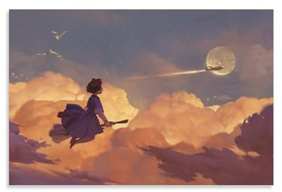 SHUBAPO Anime-Poster, Kiki-Lieferservice, Wolken, Wandkunst, Wohnzimmer, Poster, 30 x 45 cm