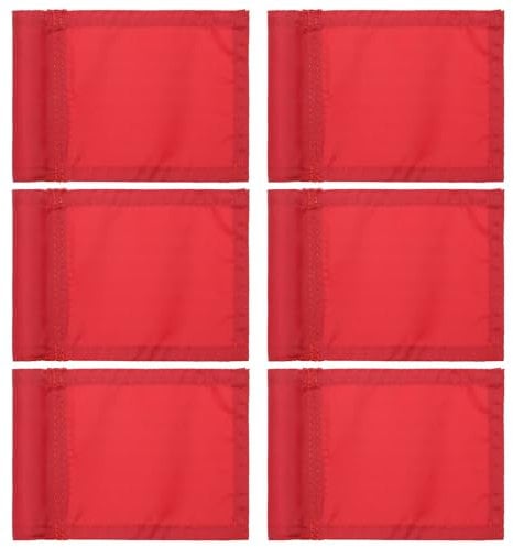 PATIKIL 7 x 5 Inch Golf Flag, 6 Pcs 420D Nylon Mini Garden Pin Flags Portable Target Flag with Tube Inserted for Outdoor Indoor Yard Backyard Garden, Red