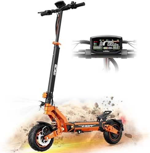 RCB D7 Trottinette électrique Adulte, 27Ah Batterie,Autonomie 90-110KM, Motor 500W, Pneus Antidéflagrant 10, Jusqu'à 25 km/h, Contrôle APP, Pliable Scooter électrique, Double Frein, Double Amortiss