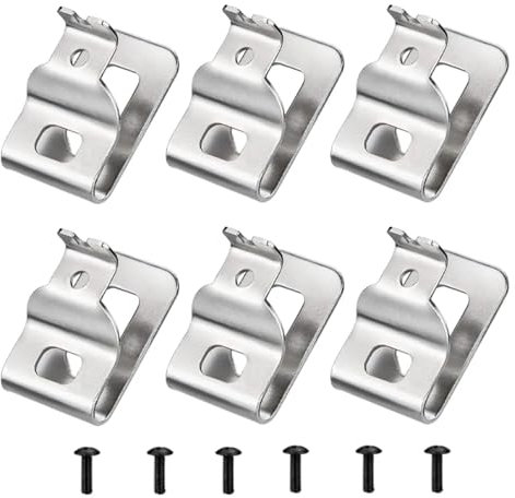 FiTspi 6 Pcs Electric Drill Belt Clips, Stainless Steel Replacement Belt Hooks Clips with 6 Pcs Screws Compatible with for Dewalt N268241 20V Power Tools