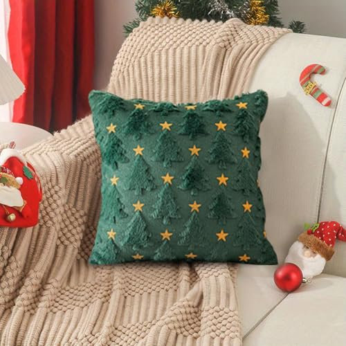 Kissenbezüge Weihnachten 40x40 - Weihnachtskissenbezug, Kissenhülle, Weihnachts Kissenbezüge (A-Grün)