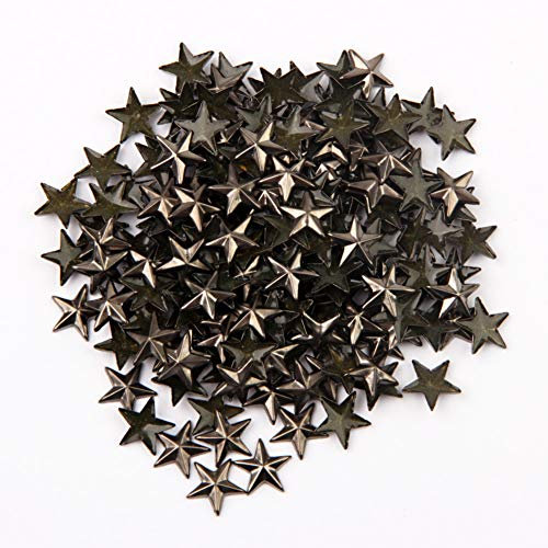 Hotfix Iron On, Flat Back Stars Studs - 1/4 Flatback Glue on Studs 500pcs (Gun Grey, 8x8mm)