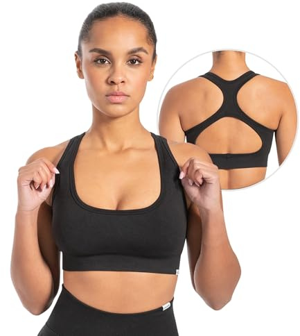 SMILODOX Sport BH Damen Louisa, Blickdicht Rutschfestes Sport Bra, Seamless Gerippter Stoff Crop Top, Shaped Fit ärmelloses Oberteil, Atmungsaktives Yoga Tank Top für Fitness, Gym & Alltag