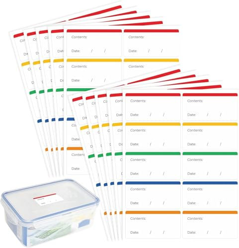 100 Pcs Freezer Labels, Coloured Freezer Labels, Spice Labels Stickers, Date Stickers, Easy Peel Off, Freezer Labels That Leave, for Bottle, Box, Bags, Jars Waterproof, (6 x 3cm) Easy to Write Surface