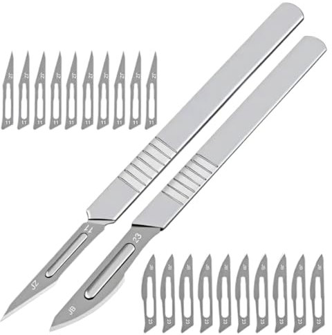 VYIBPDY 2pcs couteau à painavec 20pcs Acier Inoxydable Lames lame boulanger coupe pate Outil de Notation du Pain Couteau à baguette pour DIY Graver des Motifs de Pain,Pâte