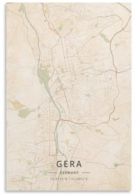 LZTEN Gera Deutschlandkarten-Poster, Vintage-Druck, Poster für Zimmer, Ästhetik, Leinwand, Wandkunst, Poster und Druck, ungerahmt, 30 x 45 cm