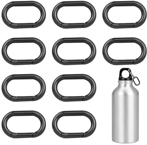 10 Stück Karabiner Schwarz,Spring Karabinerhaken Schwarz,Kleine Carabiner Schlüsselanhänger,Mini Karabinerhaken Federspaltringe für Reisen Angeln Camping Wandern Hängematten Rucksack
