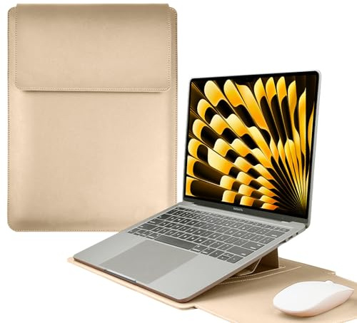 HaruYo 13-14-15-16 Zoll Laptop Sleeve Laptophülle (15-16 Zoll Khaki) | für MacBook Pro 16 15/Dell,Lenovo,Acer,Huawei MateBook, Standfunktion, Computer Tasche mit Zubehörtasche