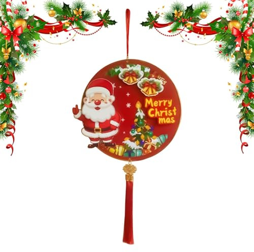 Panneau de Porte de | Enseigne Noël | Décoration Festive 3D à Hocher la Tête du Père Noël pour Maison Appartement Salon Fête